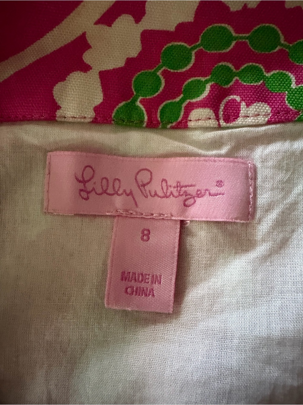 Lilly Pulitzer Pink Green Silk Medallion Shift Dress Size 8 - Picture 7 of 8